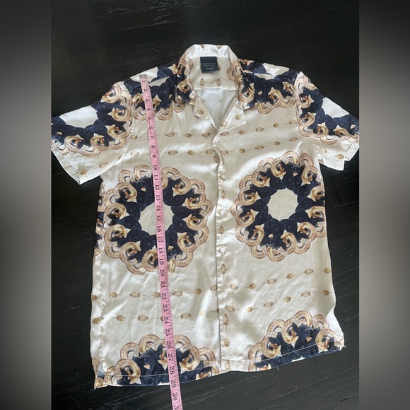 Buy HERMANO Mens Ram Print Short Sleeve Slim Fit Shirt WhiteXL - Picture 5 of 9